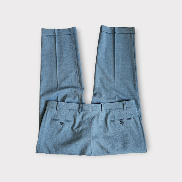 John Varvatos Wool Trousers Mens 40"x31" Gray Dress Suit Pants Cuffed Classic - Picture 3 of 7